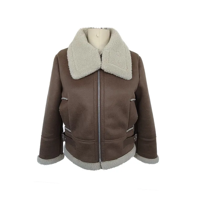 Faux Shearling Biker Kurtka